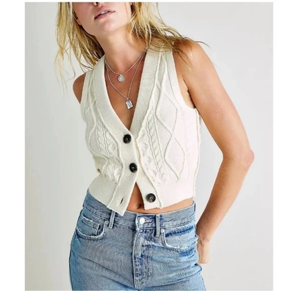 Free People Cable Sweater Vest